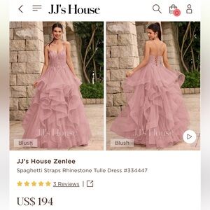 JJ’s House Zenlee Blush Tulle Prom Dress NWT Size 16